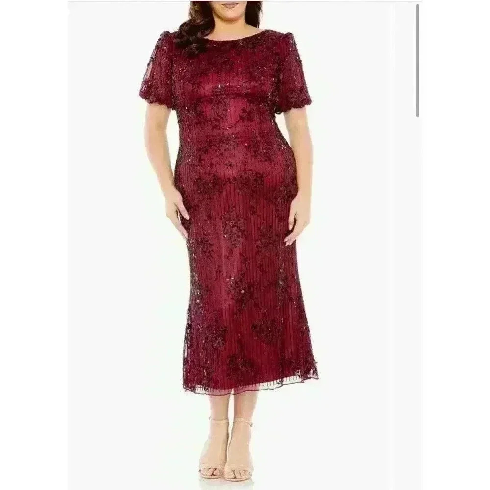 Mac Duggal 5940 Burgundy Red Black Evening Gown Dress Plus 20W
